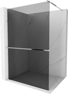 Mexen Kioto+ shower screen with a shelf and rail 100 x 200 cm, Graphite 8 mm, Chrome - 800-100-121-01-40