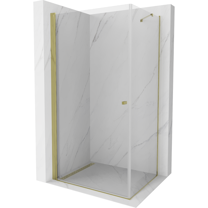Mexen Pretoria hinged shower cubicle 90 x 100 cm, Transparent, Gold - 852-090-100-50-00