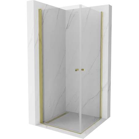 Mexen Pretoria Duo swing shower cabin 70 x 70 cm, transparent, gold - 852-070-070-50-00-02