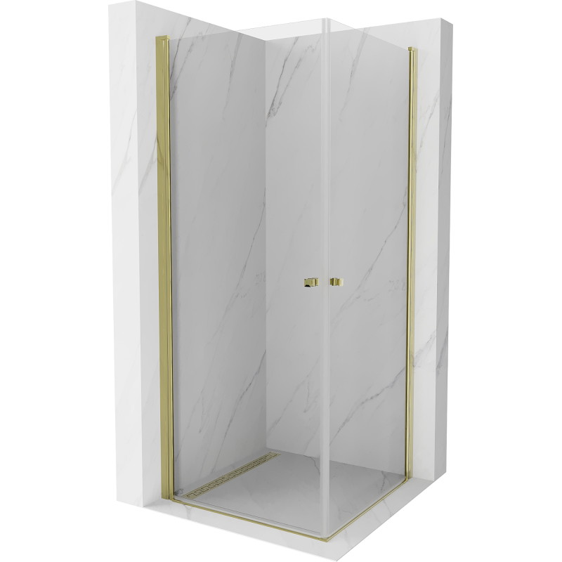 Mexen Pretoria Duo pivot shower cabin 80 x 80 cm, transparent, gold - 852-080-080-50-00-02