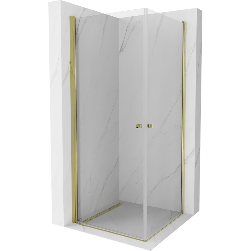Mexen Pretoria Duo pivot shower enclosure 80 x 80 cm, transparent, gold - 852-080-080-50-00-02