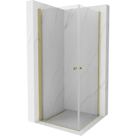Mexen Pretoria Duo pivot shower cabin 80 x 80 cm, transparent, gold - 852-080-080-50-00-02