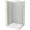 Mexen Pretoria pivot shower enclosure 70 x 90 cm, transparent, gold + Flat shower tray - 852-070-090-50-00-4010