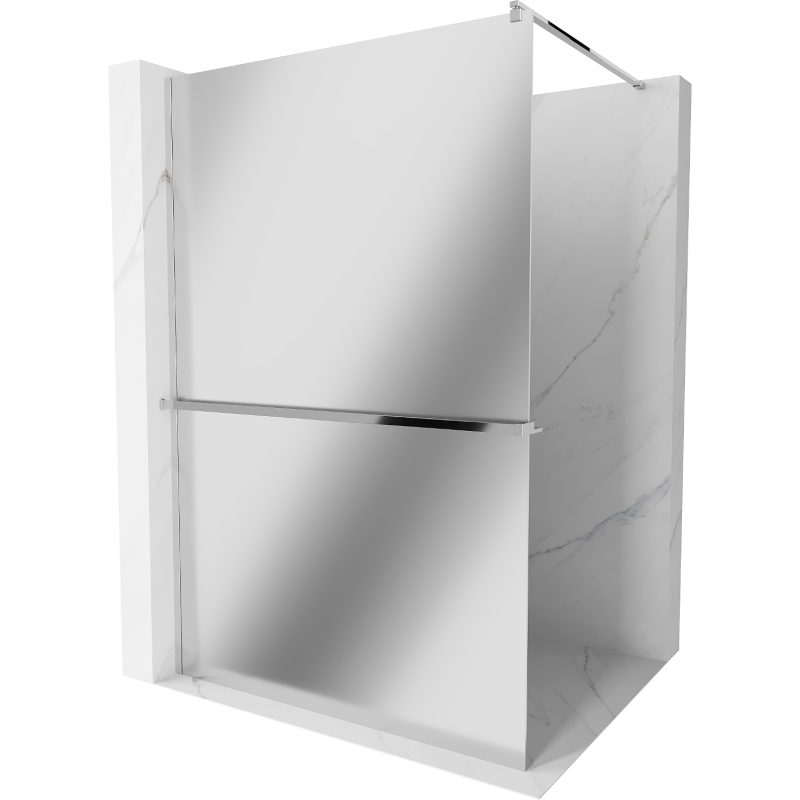 Mexen Kioto+ shower screen with a shelf and rail 80 x 200 cm, Mirror 8 mm, Chrome - 800-080-121-01-50