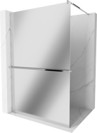 Mexen Kioto+ shower screen with a shelf and rail 100 x 200 cm, Mirror 8 mm, Chrome - 800-100-121-01-50
