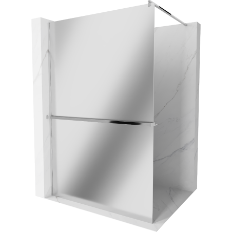 Mexen Kioto+ shower screen with a shelf and rail 120 x 200 cm, Mirror 8 mm, Chrome - 800-120-121-01-50