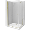 Mexen Pretoria 90 x 100 cm, transparent, gold hinged shower enclosure with Flat tray - 852-090-100-50-00-4010