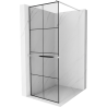 Mexen Kioto+ shower screen with a shelf and rail 90 x 200 cm, Transparent/Black pattern 8 mm, Chrome - 800-090-121-01-77