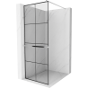 Mexen Kioto+ shower wall with shelf Walk-in 80 x 200 cm, black grid, chrome - 800-080-121-01-77