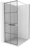 Mexen Kioto+ shower screen with a shelf and rail 80 x 200 cm, Transparent/Black pattern 8 mm, Chrome - 800-080-121-01-77