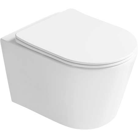 Mexen Rico 2.0 Rimless Tornado WC Bowl with Soft-Close Slim Seat, Duroplast, White Gloss - 3072L4000T