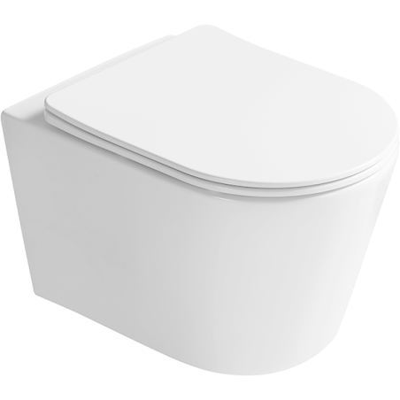 Mexen Rico Rimless Tornado Toilet Bowl with Slim Soft-Close Seat, Duroplast, Glossy White - 3072L4000T