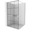 Mexen Kioto+ shower screen with Walk-in shelf 100 x 200 cm, black grid, chrome - 800-100-121-01-77
