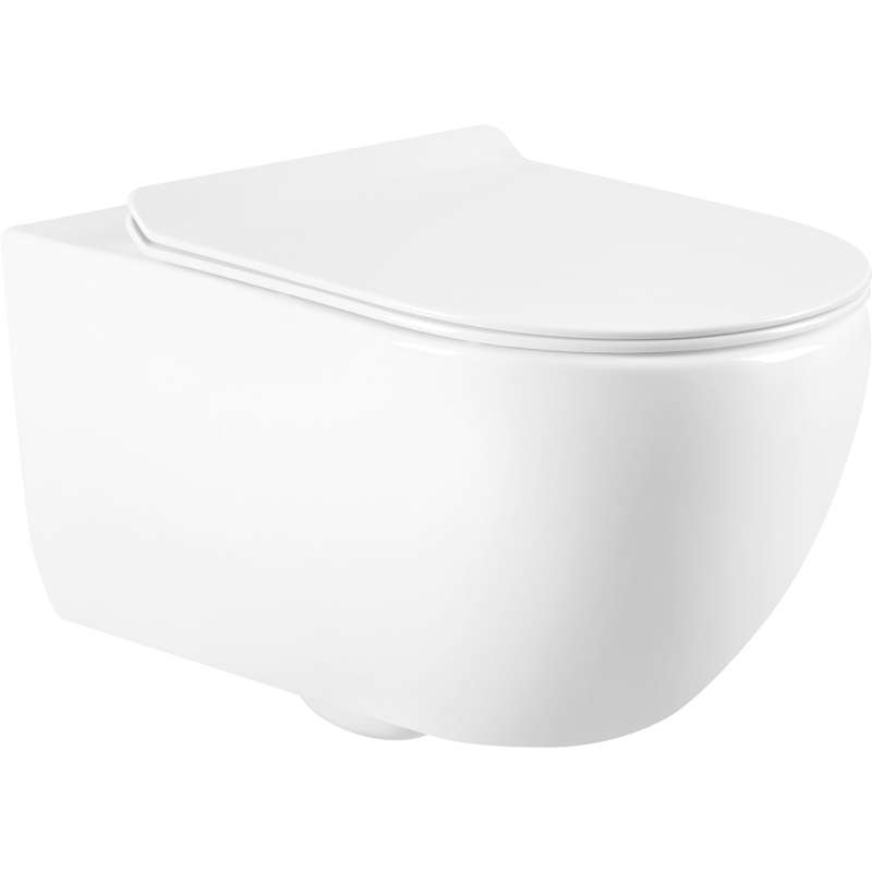Mexen Carmen 2.0 Rimless Toilet Bowl with Slim Soft-Close Seat, Duroplast, Glossy White - 3088L4000