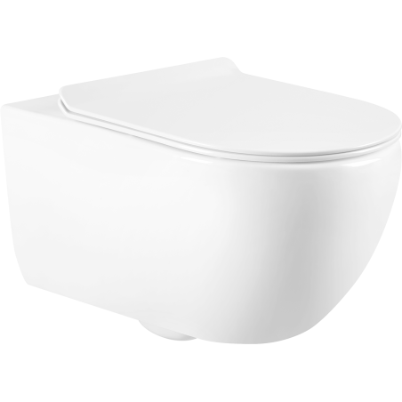 Mexen Carmen 2.0 Rimless Toilet Bowl with Slim Soft-Close Seat, Duroplast, Glossy White - 3088L4000