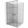 Mexen Kioto+ shower screen with a shelf and rail 110 x 200 cm, Transparent/Black pattern 8 mm, Chrome - 800-110-121-01-77