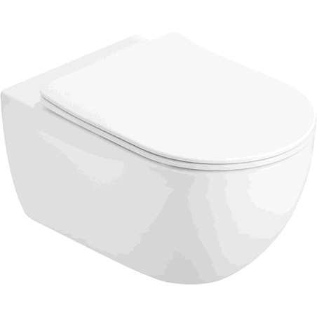 Mexen Carmen Rimless Tornado WC Bowl with Slim Soft-Close Seat, Duroplast, Glossy White - 3088L4000T