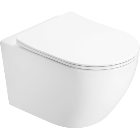Mexen Lena 2.0 Rimless WC Bowl with Slim Soft-Close Seat, Duroplast, Glossy White - 3022L4000