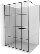 Mexen Kioto+ shower screen with a shelf and rail 130 x 200 cm, Transparent/Black pattern 8 mm, Chrome - 800-130-121-01-77