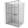 Mexen Kioto+ shower panel with Walk-in shelf 140 x 200 cm, black grid, chrome - 800-140-121-01-77