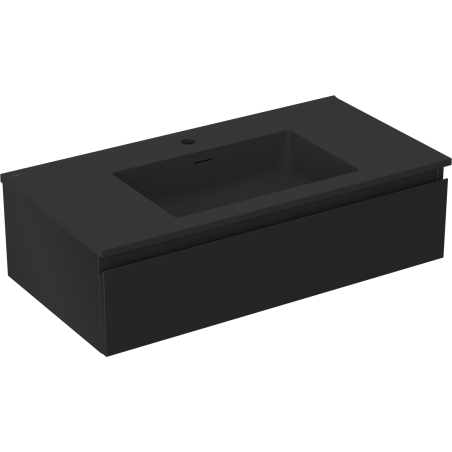 Mexen Orio bathroom cabinet 90 cm with Otis sink, 1 drawer, black matte - 91A10-09023-1-BF71-W18M71