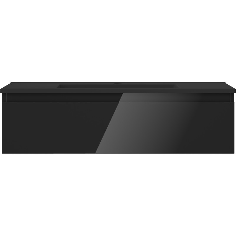 Mexen Orio 90 cm Bathroom Cabinet with Sink Otis, 1 Drawer, Black Gloss/Black Matte - 91A10-09023-1-BF70-W18M71
