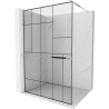 Mexen Kioto+ shower screen with a shelf and rail 80 x 200 cm, Transparent/Black pattern 8 mm, Chrome - 800-080-121-01-78