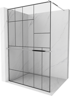 Mexen Kioto+ shower screen with a shelf and rail 80 x 200 cm, Transparent/Black pattern 8 mm, Chrome - 800-080-121-01-78