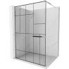 Mexen Kioto+ shower screen with a shelf and rail 110 x 200 cm, Transparent/Black pattern 8 mm, Chrome - 800-110-121-01-78