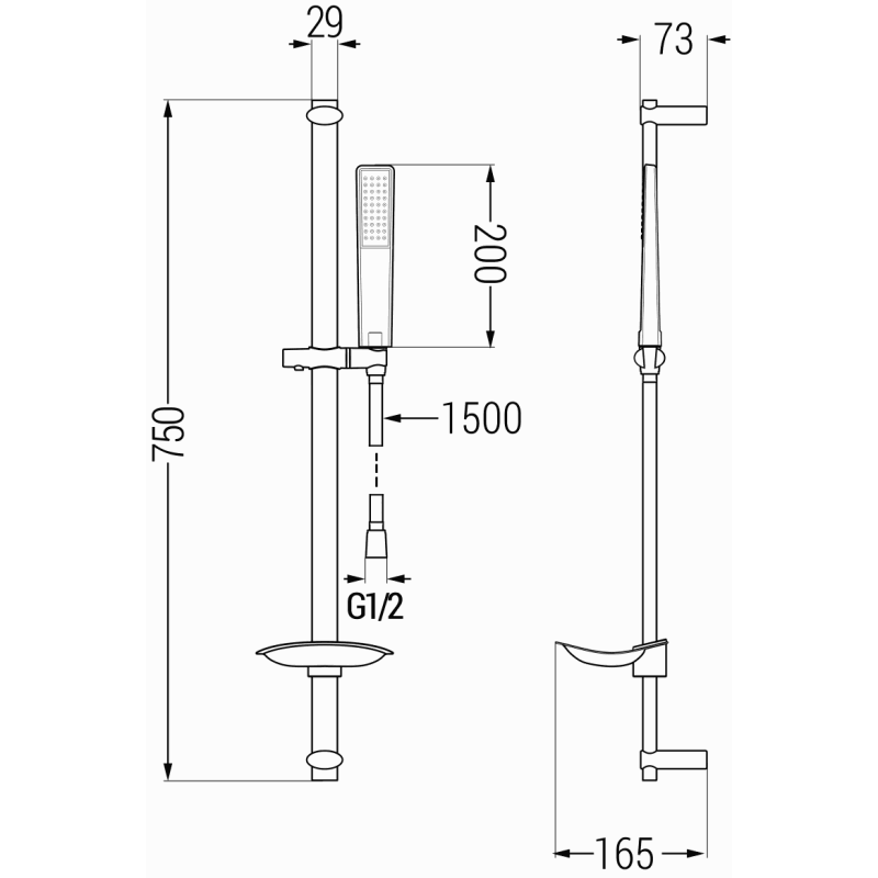 Mexen DB72 adjustable black shower set - 785724584-70