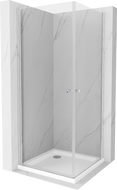 Mexen Pretoria Duo hinged shower cubicle 70 x 70 cm, Transparent, Chrome + shower tray Flat - 852-070-070-01-02-4010