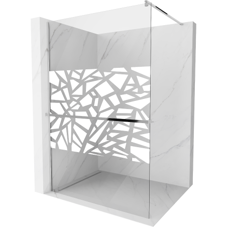 Mexen Kioto+ shower screen with a shelf and rail 70 x 200 cm, Transparent/White pattern 8 mm, Chrome - 800-070-121-01-85
