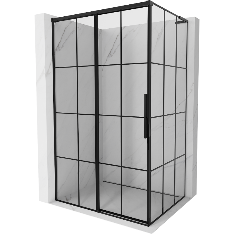 Mexen Rox L sliding shower cabin left 100 x 80 cm, black grid, black - 8C2L-100-080-70-77-L