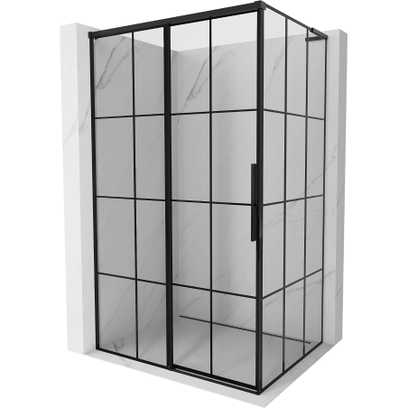 Mexen Rox L sliding shower cabin left 100 x 80 cm, black grid, black - 8C2L-100-080-70-77-L
