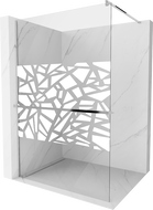 Mexen Kioto+ shower screen with a shelf and rail 100 x 200 cm, Transparent/White pattern 8 mm, Chrome - 800-100-121-01-85