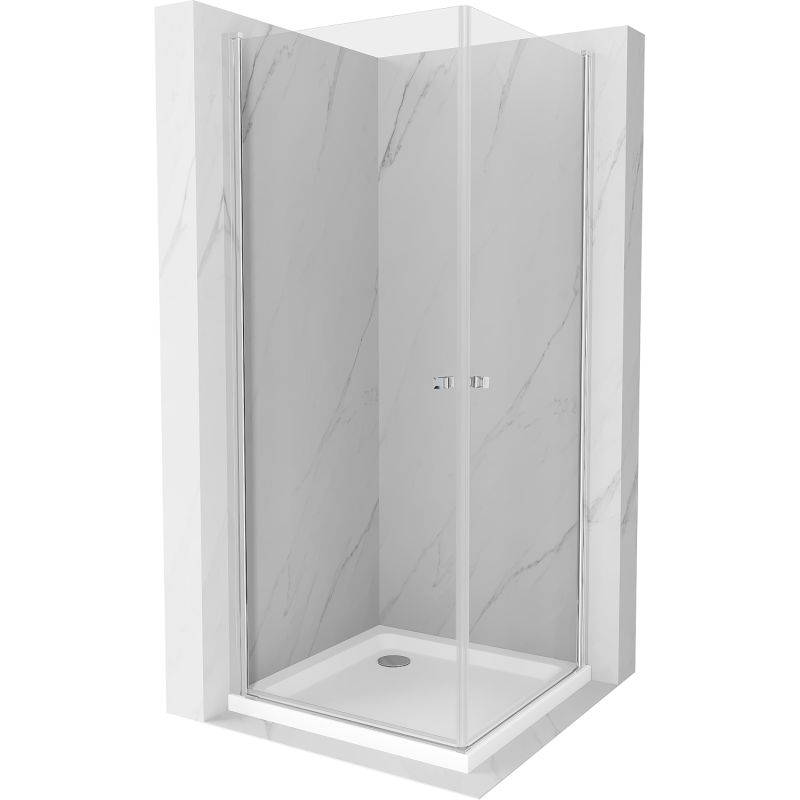 Mexen Pretoria Duo shower enclosure hinged 90 x 90 cm, transparent, chrome + Flat shower tray - 852-090-090-01-02-4010
