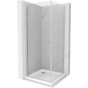 Mexen Pretoria Duo hinged shower cubicle 90 x 90 cm, Transparent, Chrome + shower tray Flat - 852-090-090-01-02-4010