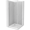 Mexen Pretoria Duo shower enclosure hinged 90 x 90 cm, transparent, chrome + Flat shower tray - 852-090-090-01-02-4010