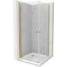 Mexen Pretoria Duo hinged shower cubicle 80 x 80 cm, Transparent, Gold + shower tray Flat - 852-080-080-50-02-4010G
