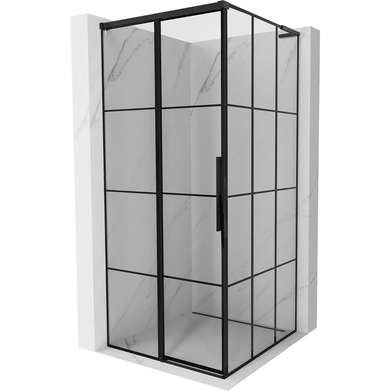 Mexen Rox L left sliding shower cabin 90 x 90 cm, black grid, black - 8C2L-090-090-70-77-L