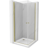 Mexen Pretoria Duo Hinged Shower Cabin 90 x 90 cm, Transparent, Gold + Flat Shower Tray - 852-090-090-50-02-4010G