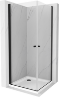 Mexen Pretoria Duo hinged shower cubicle 70 x 70 cm, Transparent, Black + shower tray Flat - 852-070-070-70-02-4010B