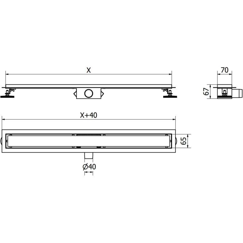 Mexen Flat linear drain body 50 cm, gun gray brushed - 1E15050