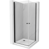 Mexen Pretoria Duo hinged shower cubicle 80 x 80 cm, Transparent, Black + shower tray Flat - 852-080-080-70-02-4010B