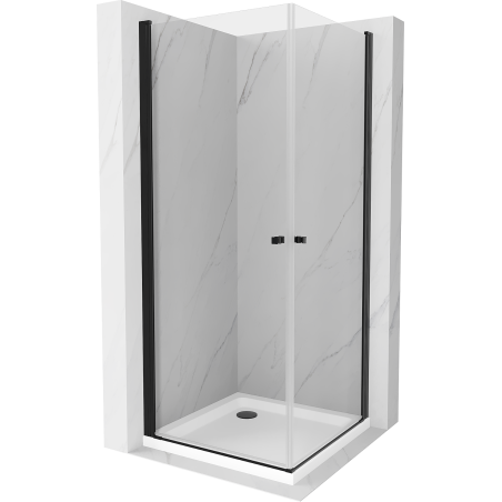 Mexen Pretoria Duo Hinged Shower Cabin 90 x 90 cm, Transparent, Black + Flat Tray - 852-090-090-70-02-4010B