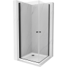Mexen Pretoria Duo Hinged Shower Cabin 90 x 90 cm, Transparent, Black + Flat Tray - 852-090-090-70-02-4010B