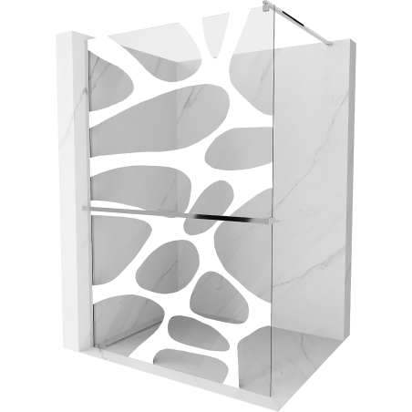 Mexen Kioto+ 100 x 200 cm Walk-in shower wall with shelf, white wave, chrome - 800-100-121-01-97