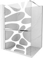 Mexen Kioto+ shower screen with a shelf and rail 120 x 200 cm, White pattern 8 mm, Chrome - 800-120-121-01-97