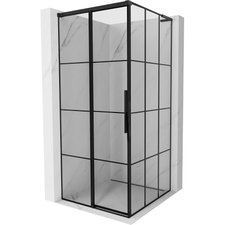 Mexen Rox L Sliding Shower Enclosure Left 110 x 110 cm, Black Grid, Black - 8C2L-110-110-70-77-L