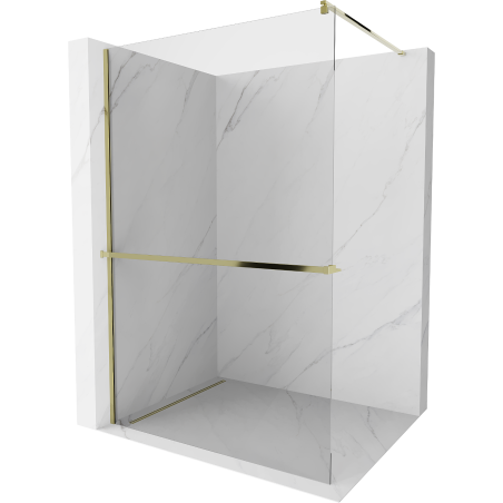 Mexen Kioto+ shower wall with Walk-in shelf 120 x 200 cm, transparent, gold - 800-120-121-50-00